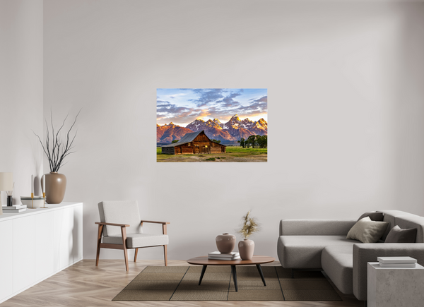 54 x 36″, Photo Print Under Acrylic Glass T. A. Moulton Barn with Teton Range