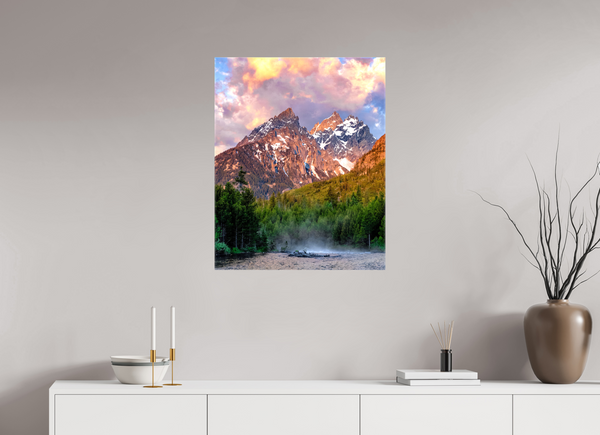 24 x 30″, Canvas with Wrapped Edges, Glossy Teton Range from String Lake - Grand Teton National Park