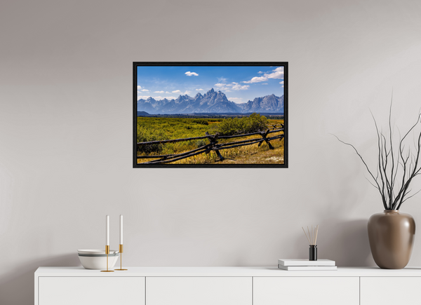 30 x 20″, Floater Frame Buckrail Fence, Teton Range