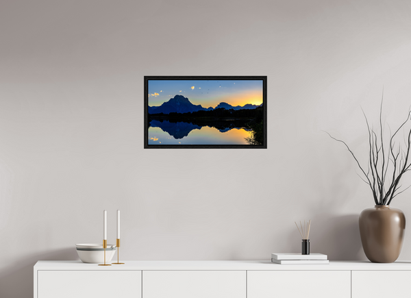 24 x 13.5″, Floater Frame Mt. Moran at the Oxbow of the Snake River