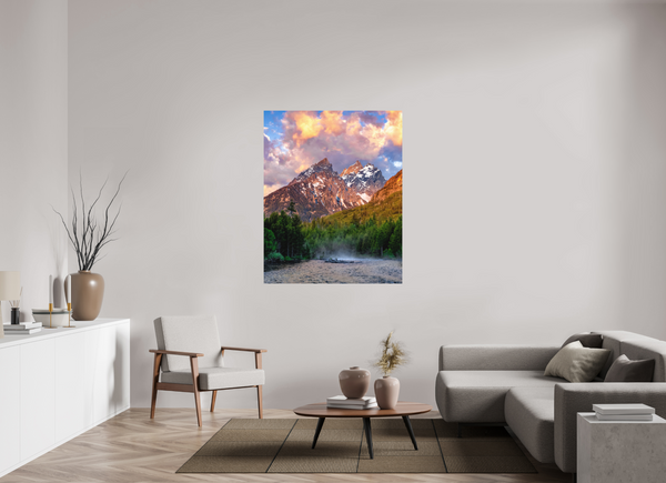 43 x 53.7″, Direct Print on Aluminum Board, Matte Teton Range from String Lake - Grand Teton National Park
