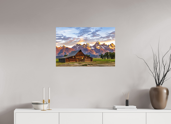 30 x 20″, Direct Print on Aluminum Board, Matte T. A. Moulton Barn with Teton Range