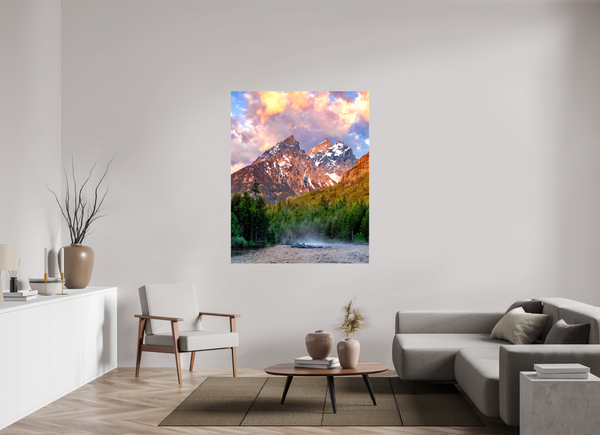 47 x 58.7″, Canvas with Wrapped Edges, Glossy Teton Range from String Lake - Grand Teton National Park