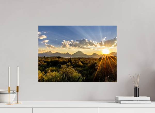 22.4 x 16″, Photo Print Under Acrylic Glass Sunset with Teton Range