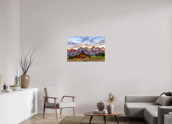 36 x 24″, Photo Print Under Acrylic Glass T. A. Moulton Barn with Teton Range