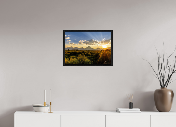 22.4 x 16″, Floater Frame Sunset over the Tetons