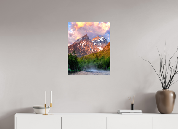 20 x 25″, Canvas with Wrapped Edges, Glossy Teton Range from String Lake - Grand Teton National Park