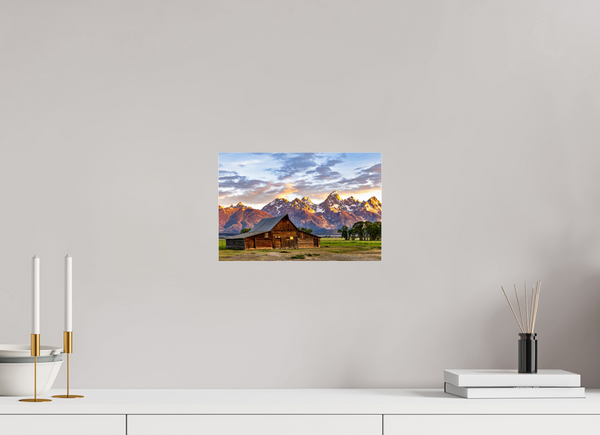 12 x 8″, Photo Print Under Acrylic Glass T. A. Moulton Barn with Teton Range