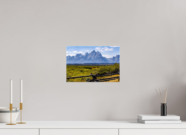 12 x 8″, Canvas with Wrapped Edges, Glossy Buckrail Fence - Teton Range