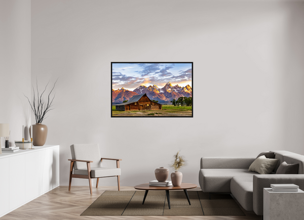 54 x 36″, Floater Frame T. A. Moulton Barn with Teton Range