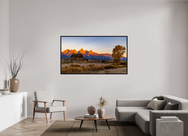 70 x 39.4″, Floater Frame John Moulton Barn with Teton Range