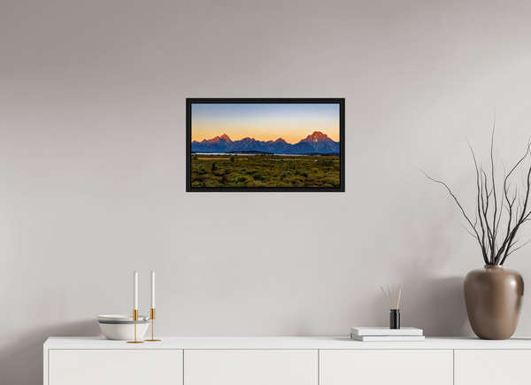 24 x 13.5″, Floater Frame First Light - Teton Range