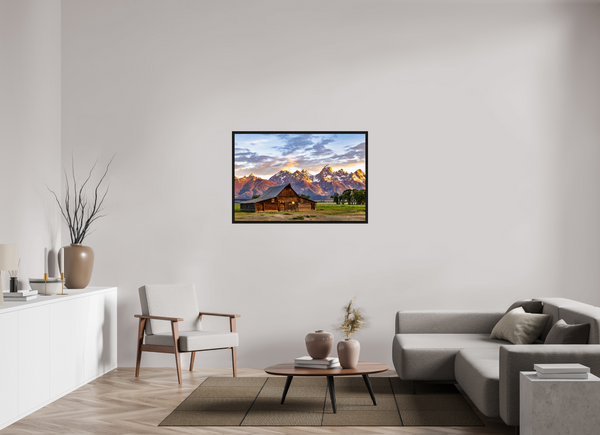 45 x 30″, Floater Frame T. A. Moulton Barn with Teton Range