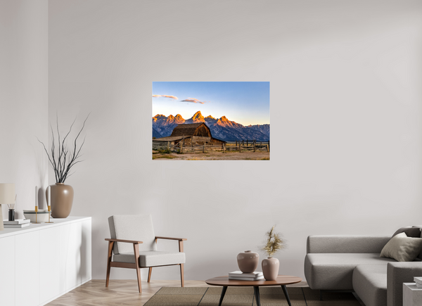 45 x 30″, Canvas with Wrapped Edges, Glossy John Moulton Barn - Teton Range