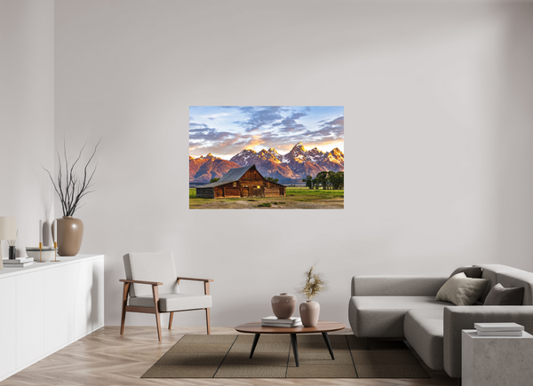 60 x 40″, Direct Print on Aluminum Board, Matte T. A. Moulton Barn with Teton Range