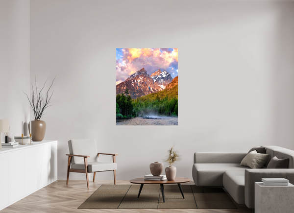 43 x 53.7″, Canvas with Wrapped Edges, Glossy Teton Range from String Lake - Grand Teton National Park