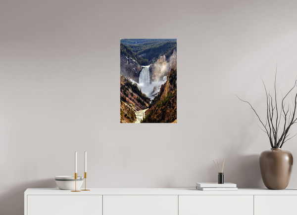 16 x 24″, Canvas with Wrapped Edges, Glossy Lower Yellowstone Falls - Yellowstone National Park