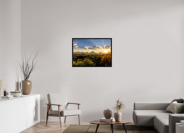 33.6 x 24″, Floater Frame Sunset over the Tetons