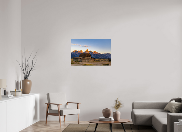 36 x 24″, Photo Print Under Acrylic Glass John Moulton Barn - Teton Range