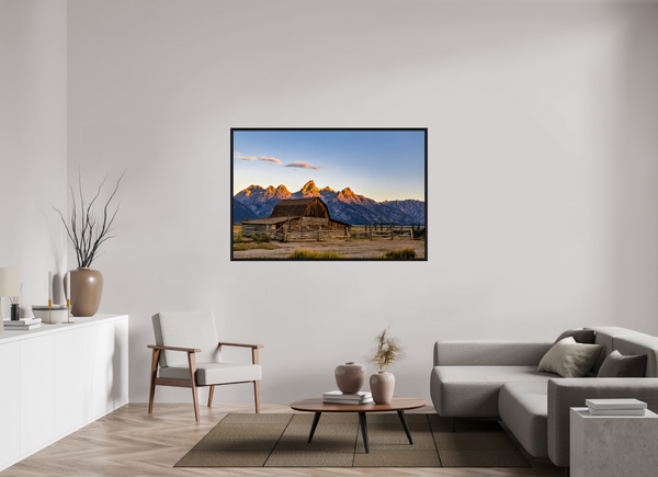60 x 40″, Floater Frame John Moulton Barn - Teton Range