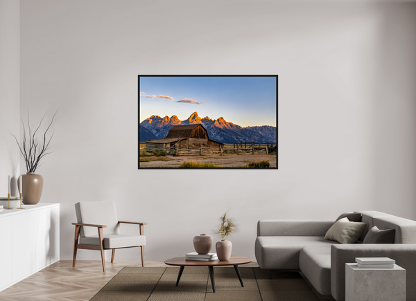 66 x 44″, Floater Frame John Moulton Barn - Teton Range