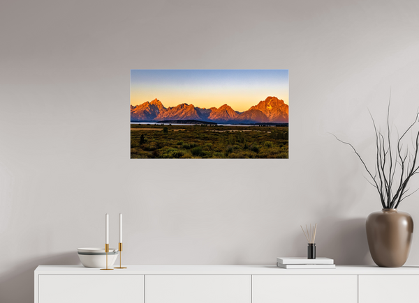 32 x 18″, Canvas with Wrapped Edges, Glossy Sunrise on the Tetons