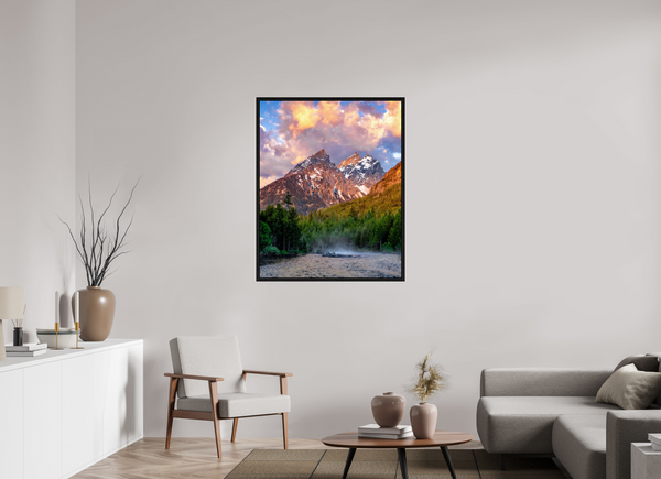 35 x 43.7″, Floater Frame Teton Range from String Lake, Grand Teton National Park