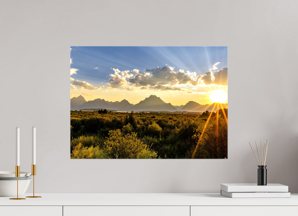22.4 x 16″, Canvas with Wrapped Edges, Glossy Sunset with Teton Range