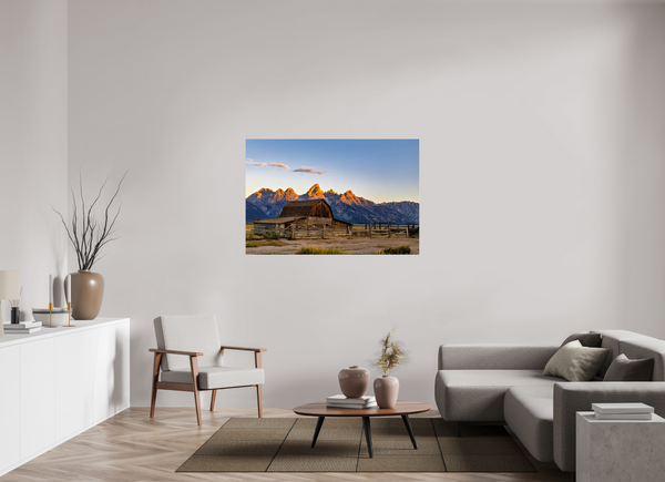 54 x 36″, Photo Print Under Acrylic Glass John Moulton Barn - Teton Range