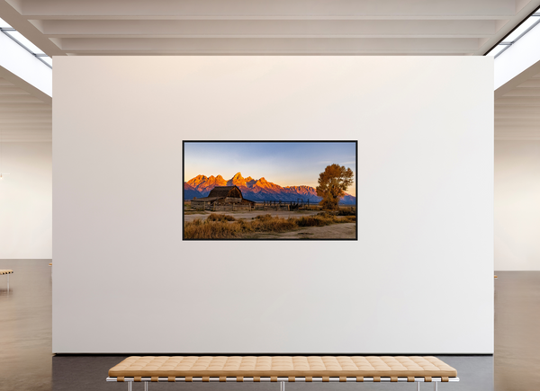 80 x 45″, Floater Frame John Moulton Barn with Teton Range