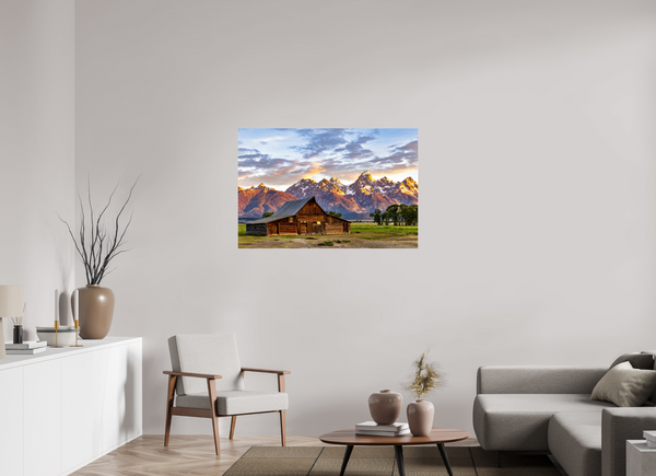 45 x 30″, Photo Print Under Acrylic Glass T. A. Moulton Barn with Teton Range