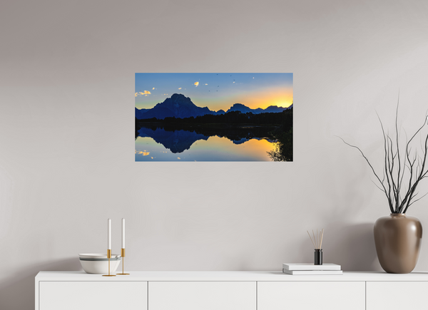 32 x 18″, Direct Print on Aluminum Board, Matte Mt. Moran at the Oxbow of the Snake River