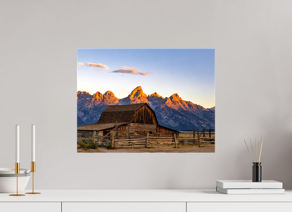 20 x 15″, Canvas with Wrapped Edges, Glossy John Moulton Barn with Teton Range