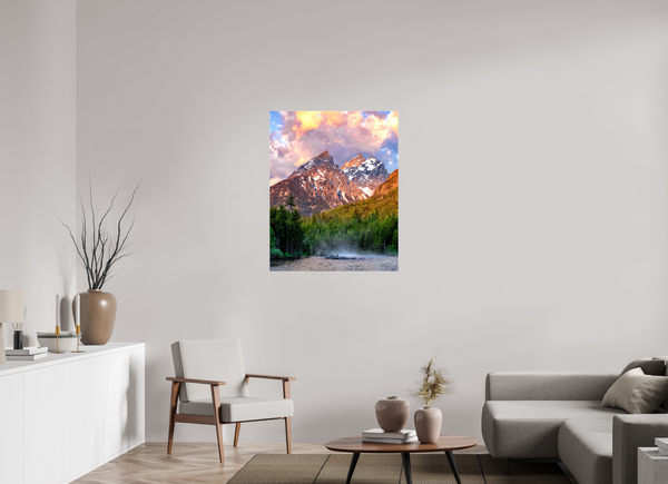 31 x 38.7″, Canvas with Wrapped Edges, Glossy Teton Range from String Lake - Grand Teton National Park