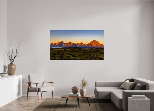 70 x 39.4″, Photo Print Under Acrylic Glass Sunrise on the Tetons