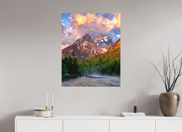 28 x 35″, Direct Print on Aluminum Board, Matte Teton Range from String Lake - Grand Teton National Park
