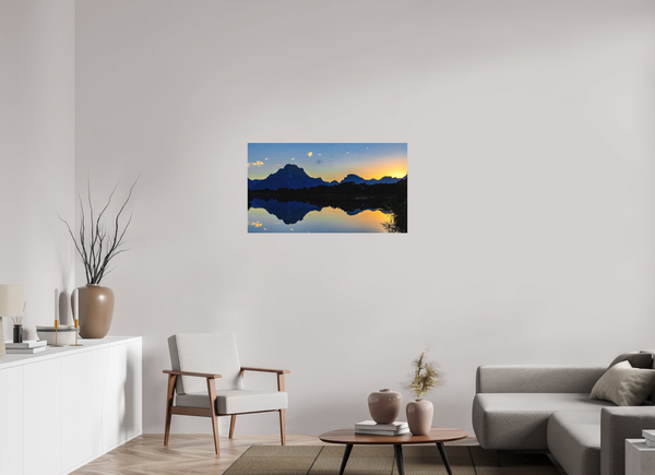 40 x 22.5″, Direct Print on Aluminum Board, Matte Mount Moran - Sunset
