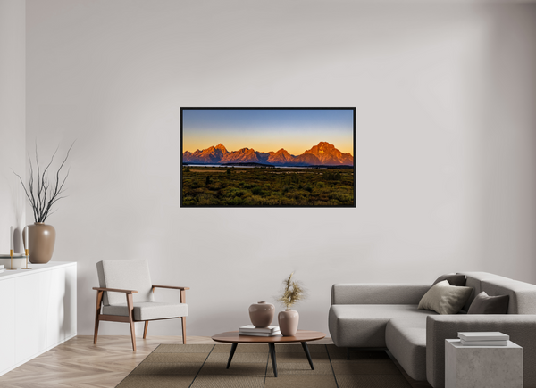 64 x 36″, Floater Frame Sunrise on the Tetons
