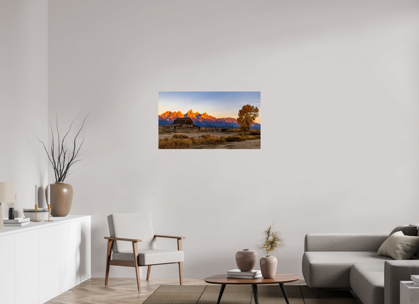 40 x 22.5″, Photo Print Under Acrylic Glass John Moulton Barn with Teton Range