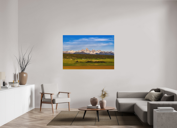 60 x 40″, Direct Print on Aluminum Board, Matte Teton Range from Idaho