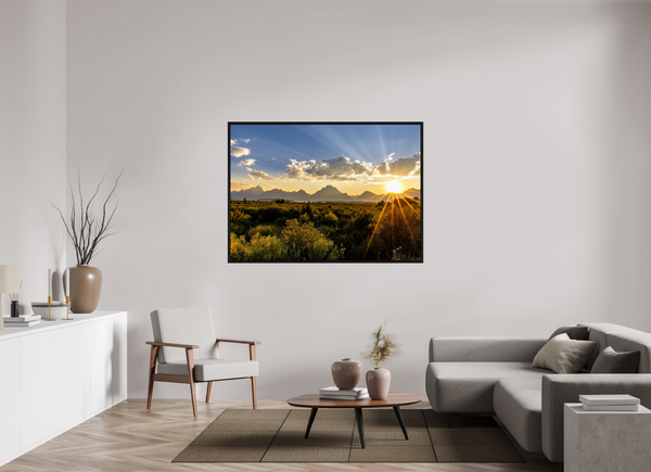 60.2 x 43″, Floater Frame Sunset over the Tetons