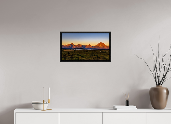 24 x 13.5″, Floater Frame Sunrise on the Tetons