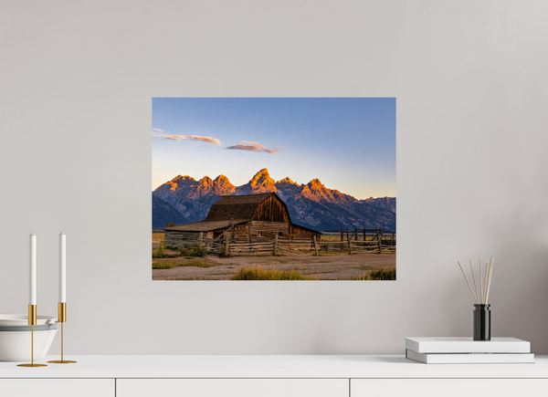 20 x 15″, Photo Print On Fuji Crystal DP II John Moulton Barn with Teton Range