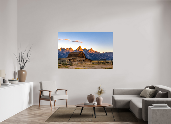 66 x 44″, Canvas with Wrapped Edges, Glossy John Moulton Barn - Teton Range