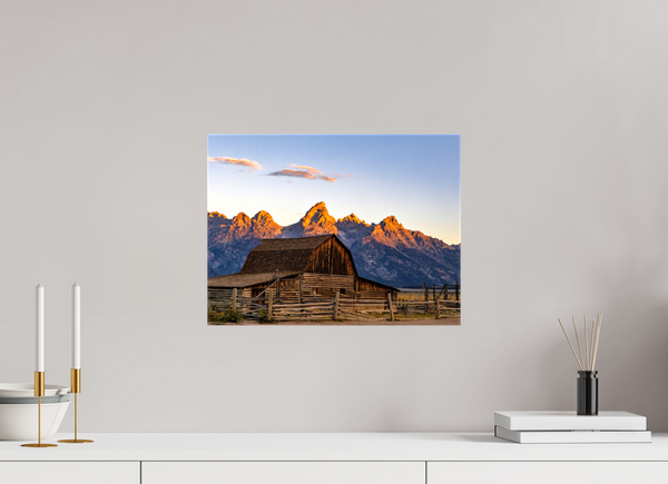 16 x 12″, Canvas with Wrapped Edges, Glossy John Moulton Barn with Teton Range