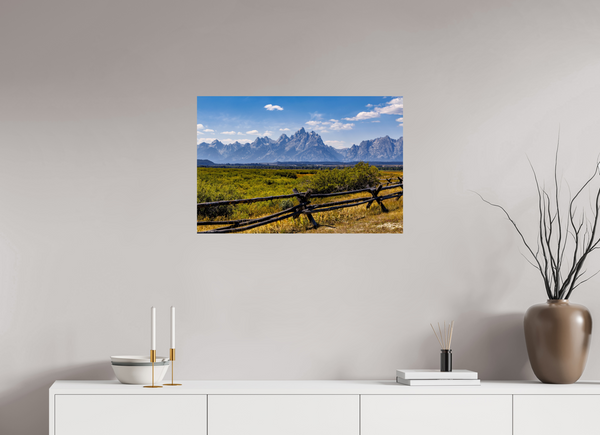 30 x 20″, Photo Print On Fuji Crystal DP II Buckrail Fence, Teton Range