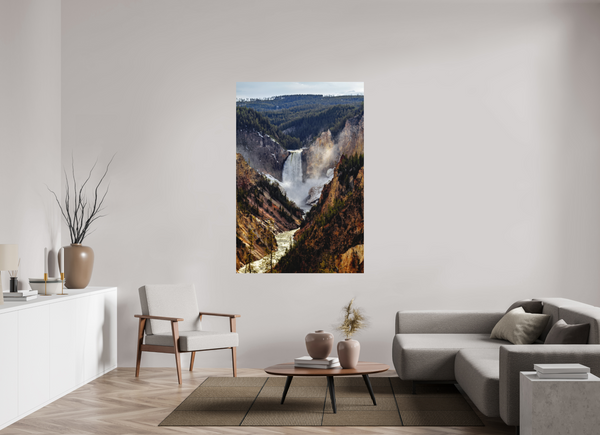 44 x 66″, Direct Print on Aluminum Board, Matte Lower Yellowstone Falls - Yellowstone National Park