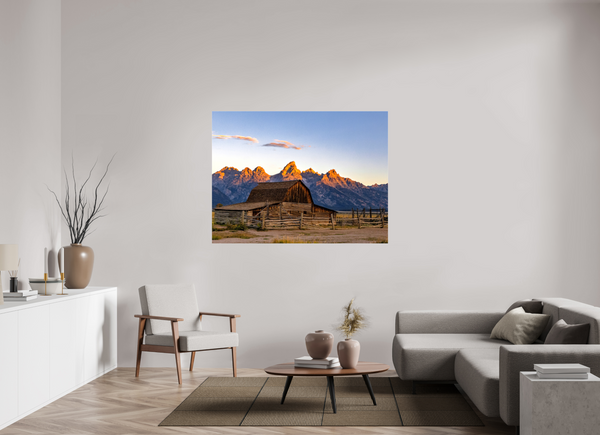 60 x 45″, Canvas with Wrapped Edges, Glossy John Moulton Barn with Teton Range