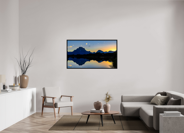 55 x 30.9″, Floater Frame Mount Moran - Sunset