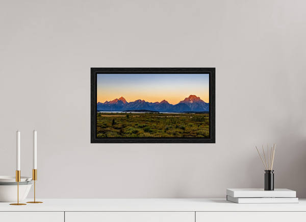 16 x 9″, Floater Frame First Light - Teton Range